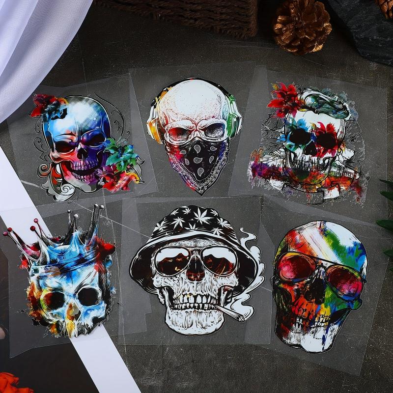 6pcs Iron On Heat Transfer Patches for Men - Washable Print for Clothes