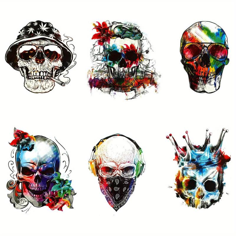 6pcs Iron On Heat Transfer Patches for Men - Washable Print for Clothes