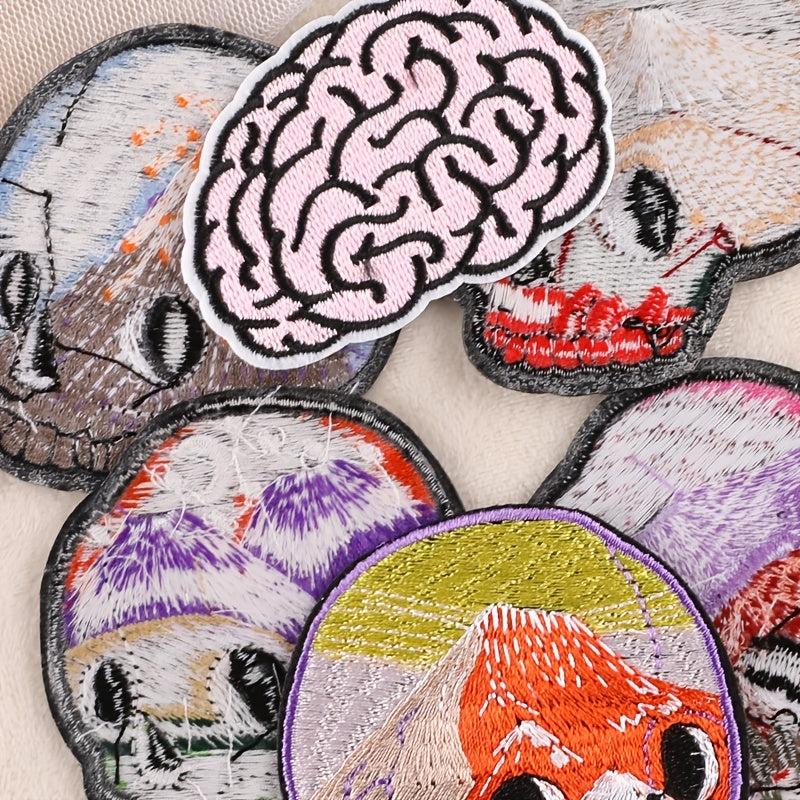 6pcs Cartoon Skull Head Embroidery Patches DIY Clothes Bag Accessories