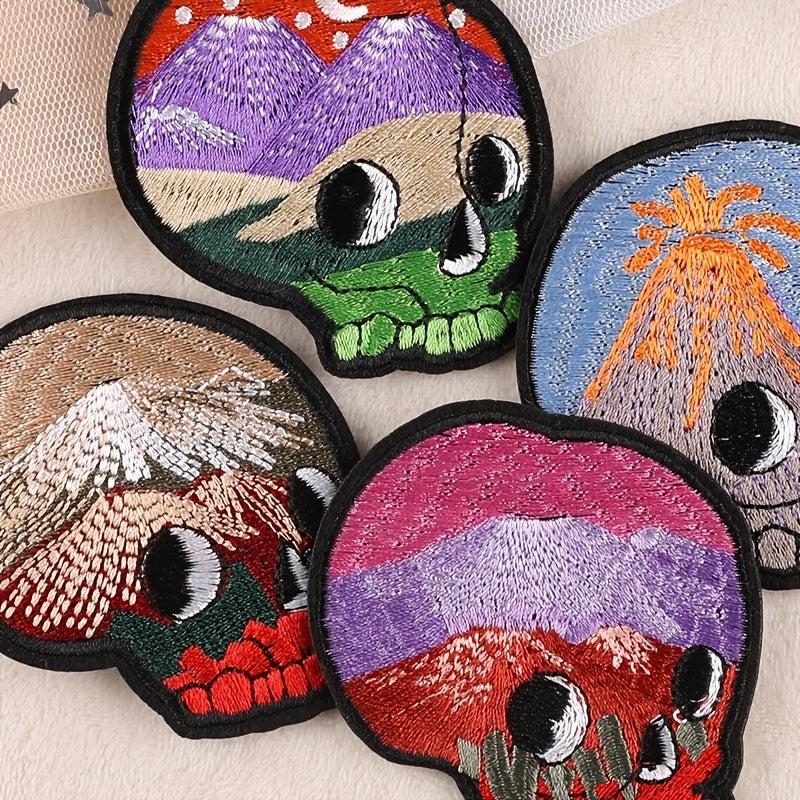 6pcs Cartoon Skull Head Embroidery Patches DIY Clothes Bag Accessories