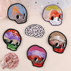 6pcs Cartoon Skull Head Embroidery Patches DIY Clothes Bag Accessories