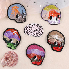 6pcs Cartoon Skull Head Embroidery Patches DIY Clothes Bag Accessories