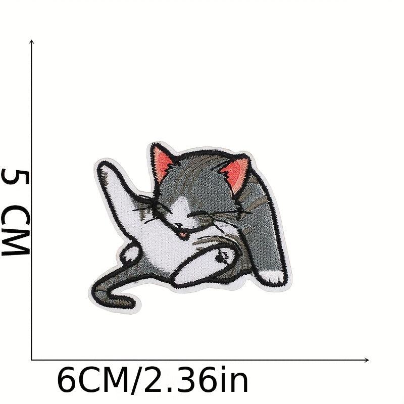 8pcs Little Lazy Cat Iron On Patches Embroidered Applique Repair Patch