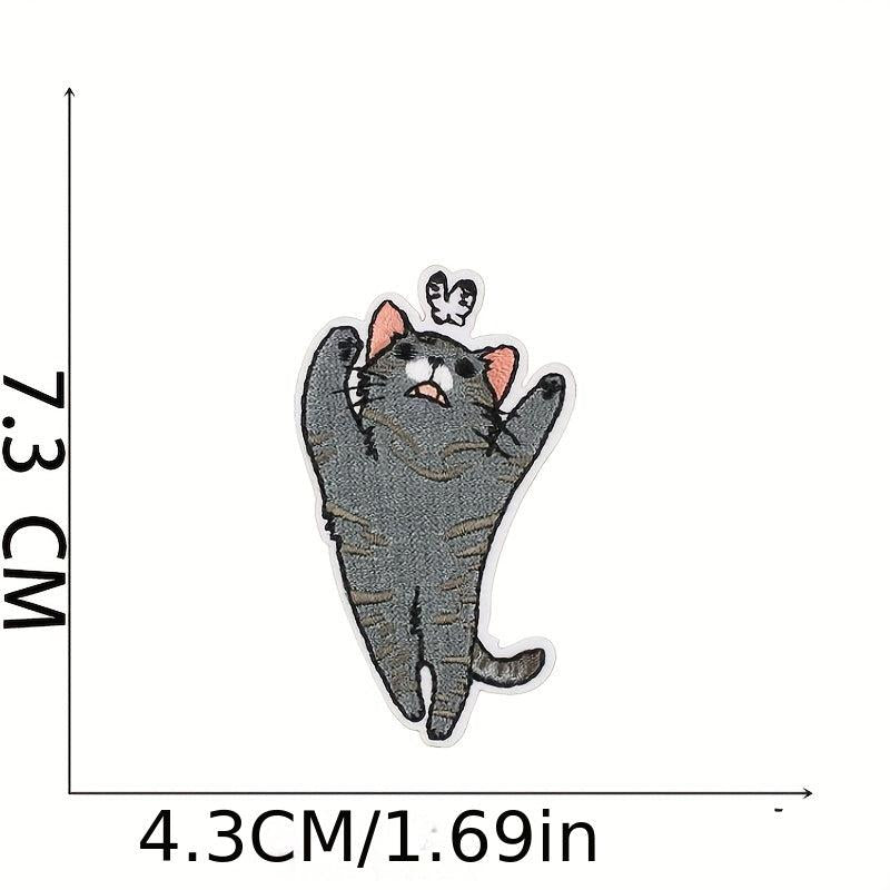 8pcs Little Lazy Cat Iron On Patches Embroidered Applique Repair Patch