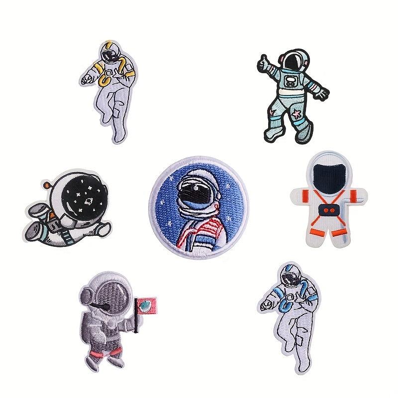 7pcs Astronaut Iron On Patches Sew On Embroidered Applique Repair Patch