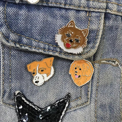 Dog Head Brooch Hat Emblem Corsage Hat Badges Metal Animal Accessories
