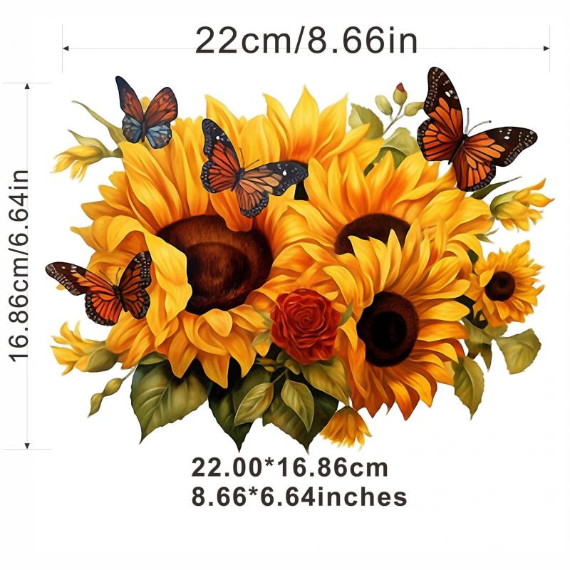 4PCS Sunflower Clothes Patches DIY Heat Transfer Iron On Applique Patches