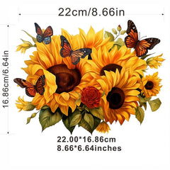 4PCS Sunflower Clothes Patches DIY Heat Transfer Iron On Applique Patches