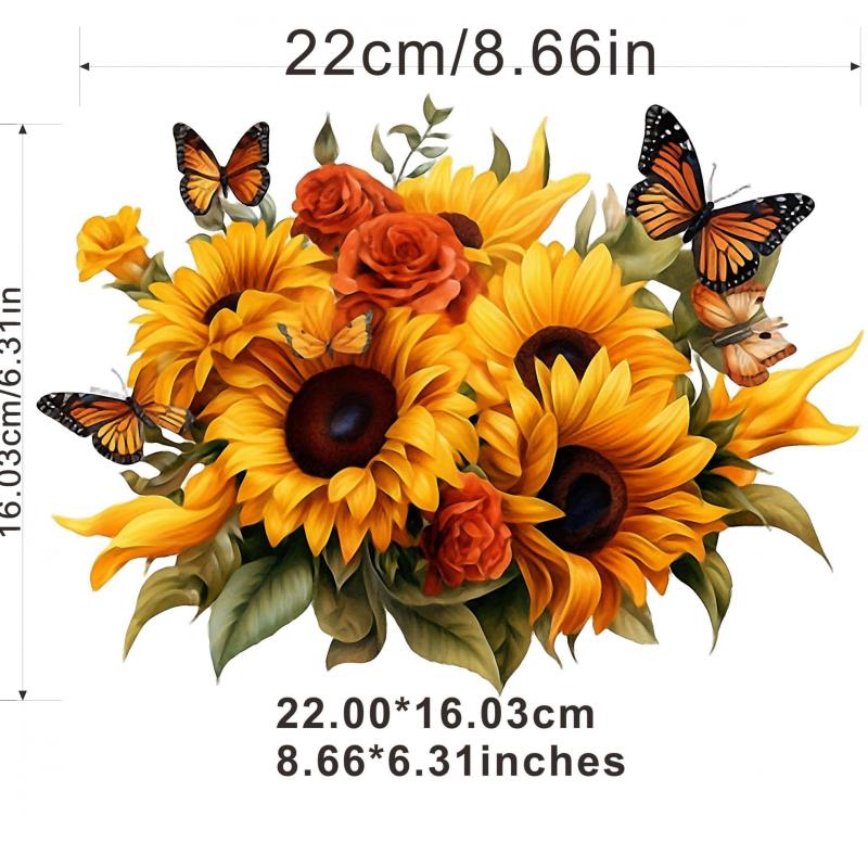 4PCS Sunflower Clothes Patches DIY Heat Transfer Iron On Applique Patches