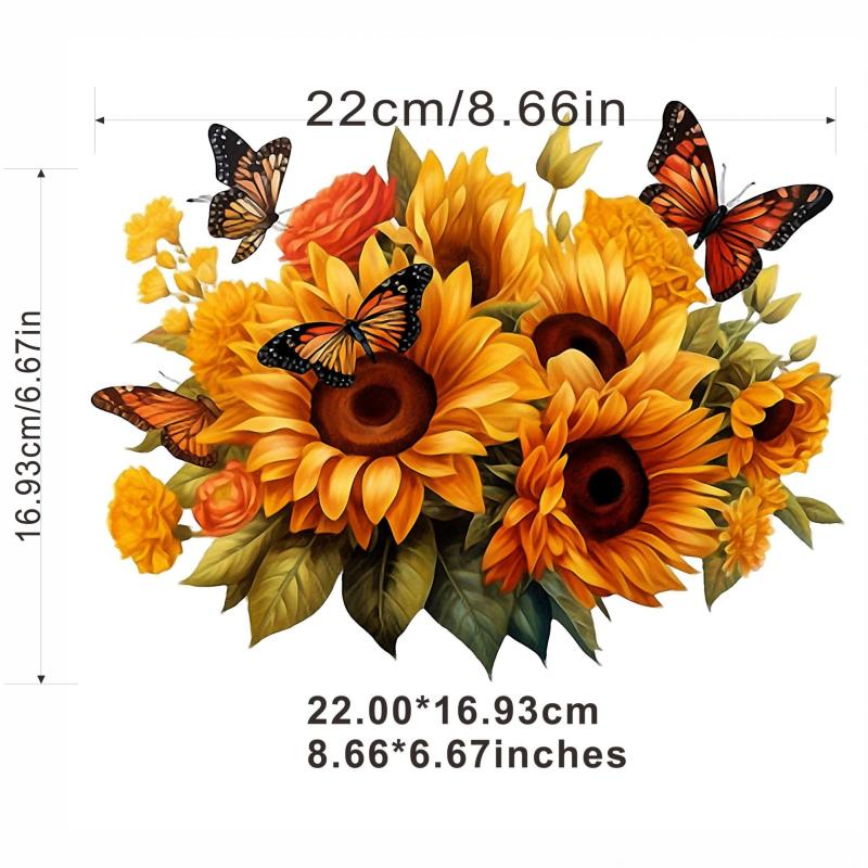 4PCS Sunflower Clothes Patches DIY Heat Transfer Iron On Applique Patches