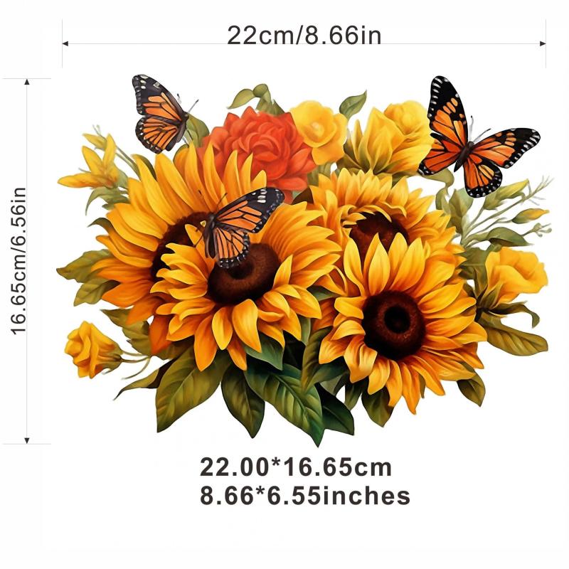 4PCS Sunflower Clothes Patches DIY Heat Transfer Iron On Applique Patches