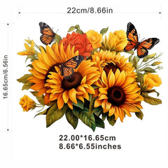 4PCS Sunflower Clothes Patches DIY Heat Transfer Iron On Applique Patches