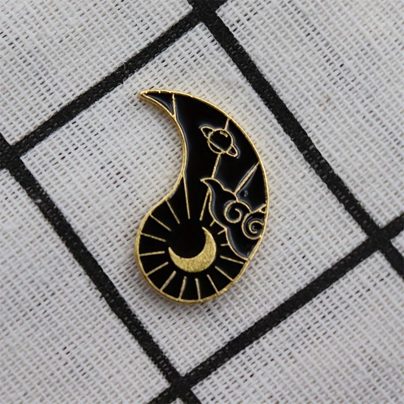 Sun Moon Enamel Brooch for Men Clothing