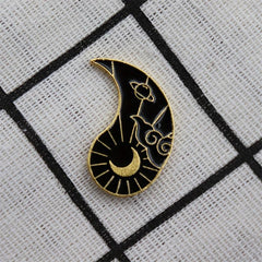 Sun Moon Enamel Brooch for Men Clothing