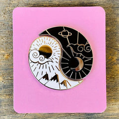 Sun Moon Enamel Brooch for Men Clothing