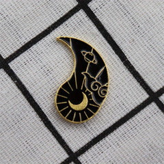 Sun Moon Enamel Brooch for Men Clothing