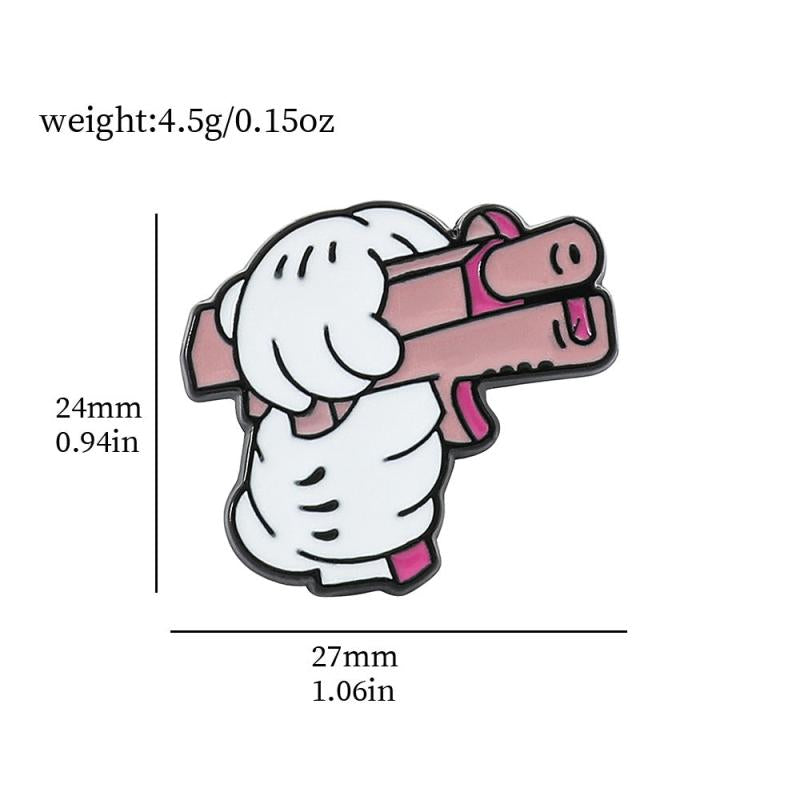 Cartoon Pink Gun Brooch Bracelet Bag Accessory Men