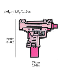 Cartoon Pink Gun Brooch Bracelet Bag Accessory Men