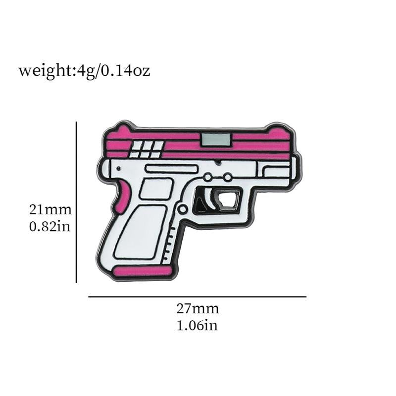 Cartoon Pink Gun Brooch Bracelet Bag Accessory Men
