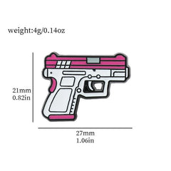 Cartoon Pink Gun Brooch Bracelet Bag Accessory Men