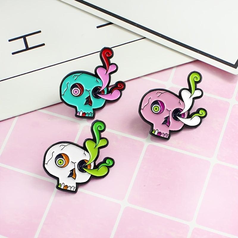 3 Styles Skull Water Grass Burst Eye Beads Skull Brooch
