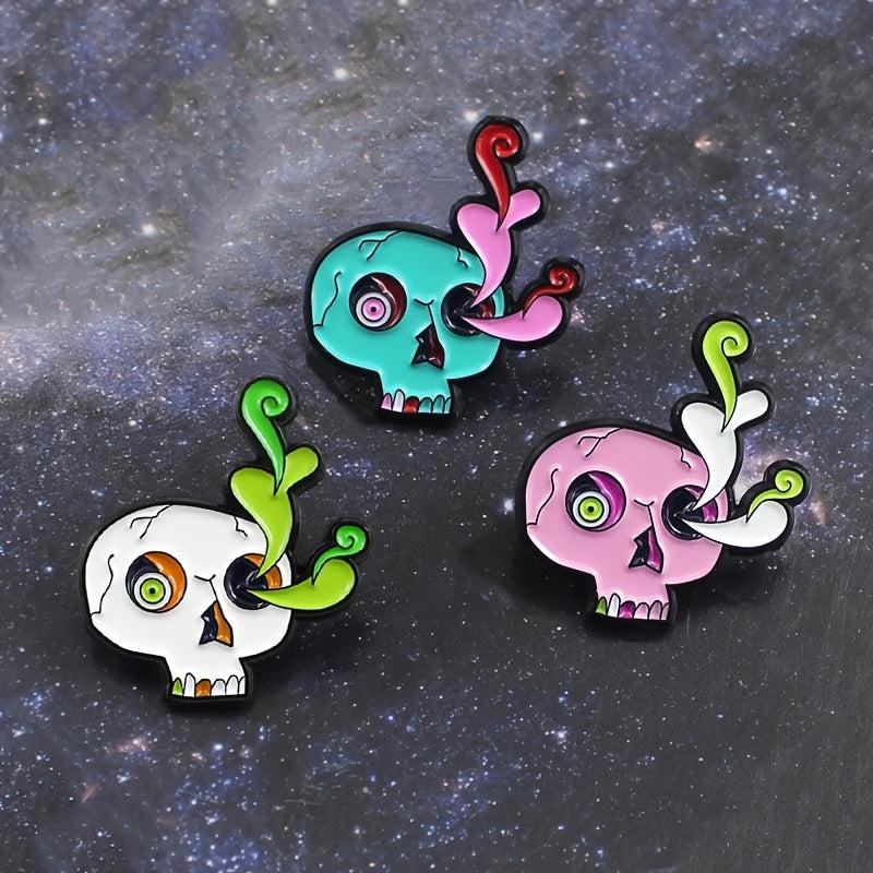 3 Styles Skull Water Grass Burst Eye Beads Skull Brooch