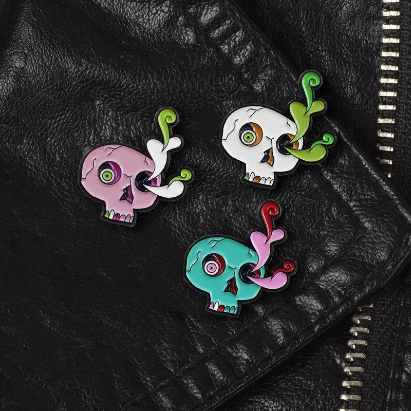 3 Styles Skull Water Grass Burst Eye Beads Skull Brooch