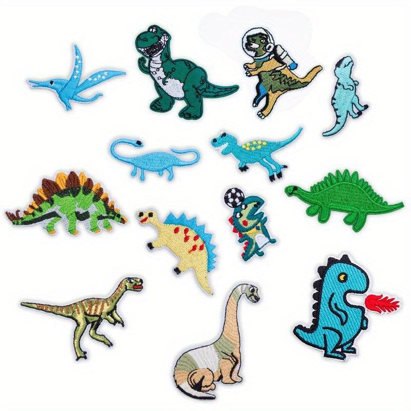 13pcs Dinosaur Theme Iron On Patches DIY Crafts Projects For Clothing