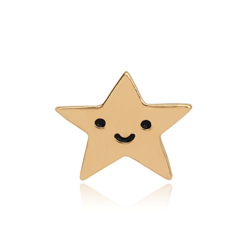 1pc Smile Face Pentagram Alloy Pin Clothing Bag Accessories Couple Pin