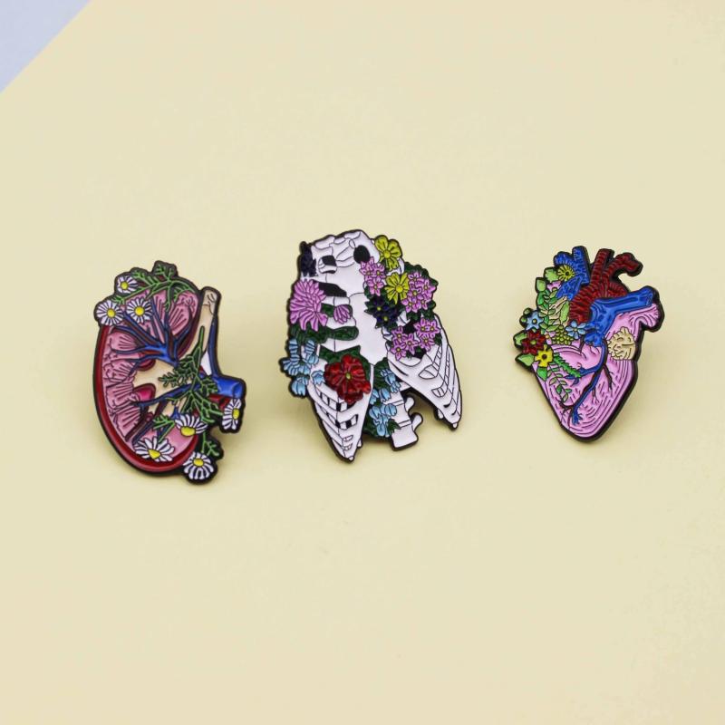 Men's Organ Floral Zinc Alloy Brooch Backpack Accessory
