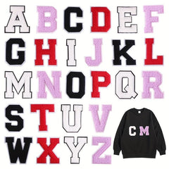 26pcs Snow Neil Iron On Letter Patches Sew On Embroidered Stickers