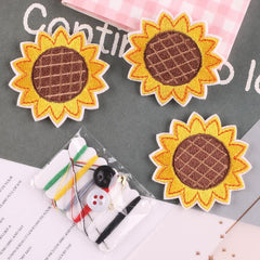 4pcs Sunflower Embroidered Patches for Girls Coat & Hat DIY