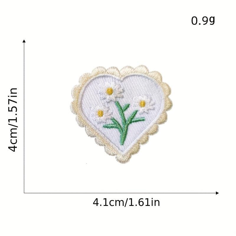 Heart Flower Iron On Patches for Kids Sew On Embroidered Applique