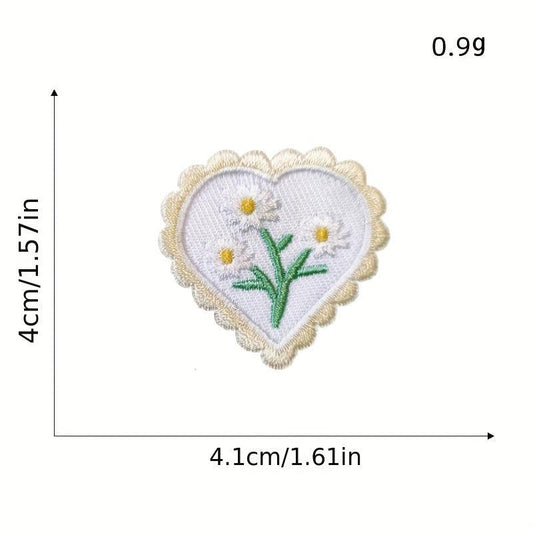 Heart Flower Iron On Patches for Kids Sew On Embroidered Applique