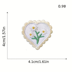 Heart Flower Iron On Patches for Kids Sew On Embroidered Applique