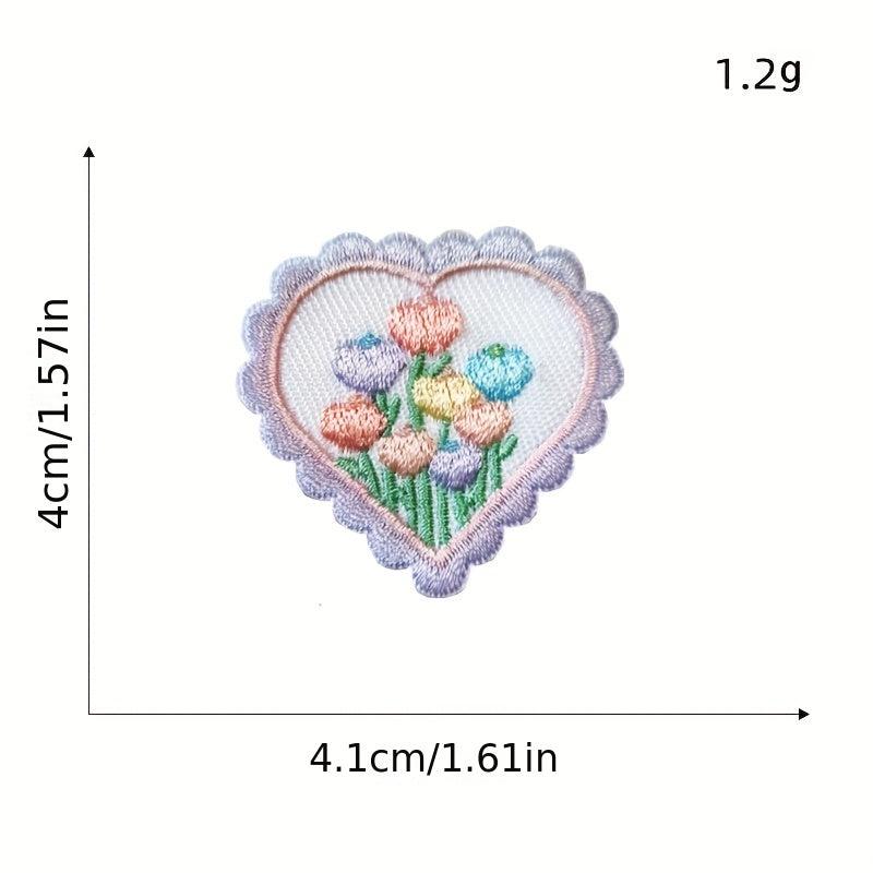 Heart Flower Iron On Patches for Kids Sew On Embroidered Applique