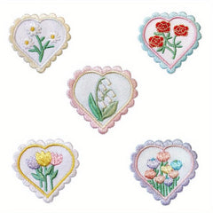 Heart Flower Iron On Patches for Kids Sew On Embroidered Applique