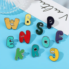Funny Letter Enamel Pins Metal Badges Cartoon Brooches Hat Backpacks