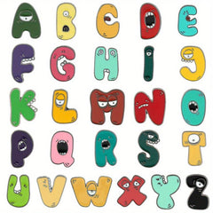 Funny Letter Enamel Pins Metal Badges Cartoon Brooches Hat Backpacks