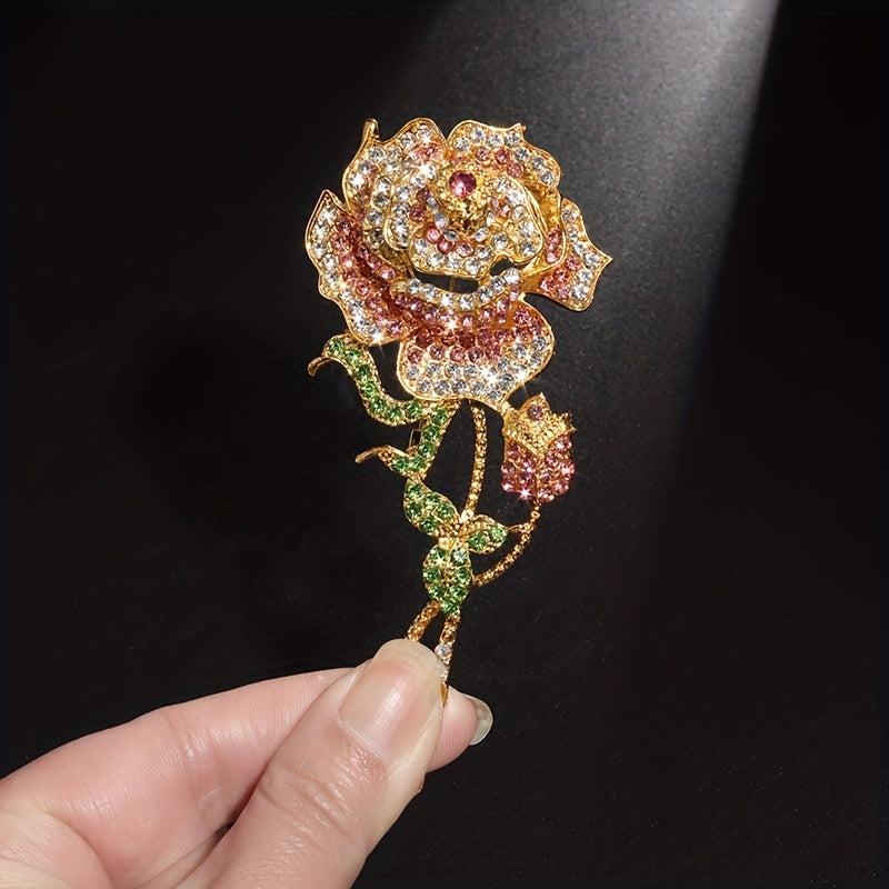 Zircon Rose Brooch Clothing Banquet Jewelry