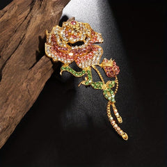 Zircon Rose Brooch Clothing Banquet Jewelry