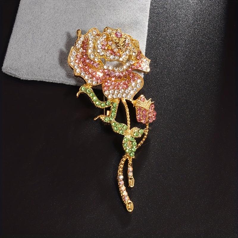 Zircon Rose Brooch Clothing Banquet Jewelry