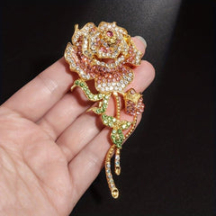 Zircon Rose Brooch Clothing Banquet Jewelry