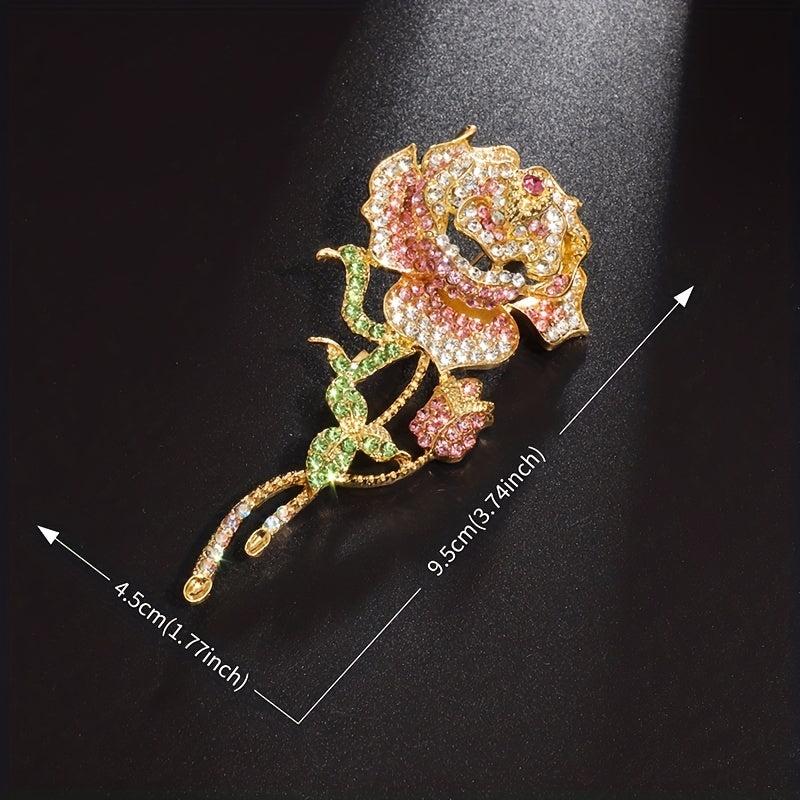 Zircon Rose Brooch Clothing Banquet Jewelry