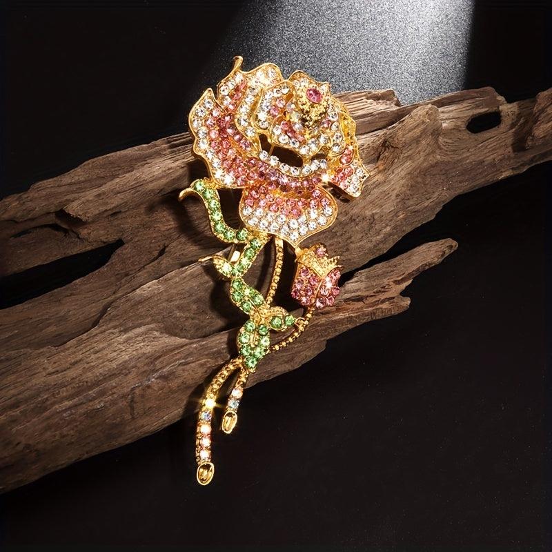 Zircon Rose Brooch Clothing Banquet Jewelry