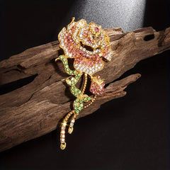 Zircon Rose Brooch Clothing Banquet Jewelry