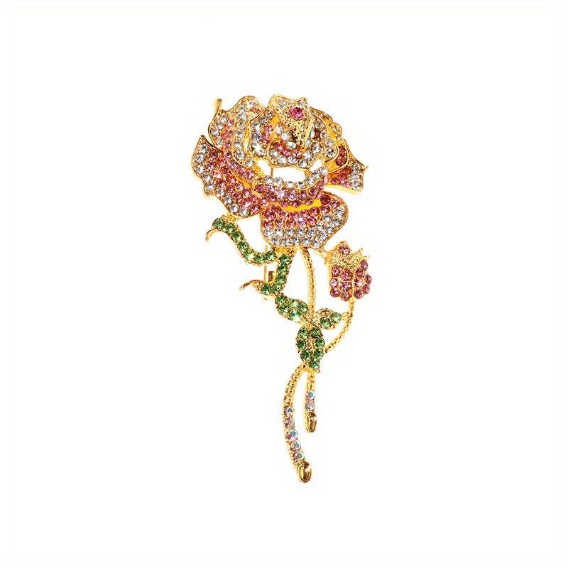 Zircon Rose Brooch Clothing Banquet Jewelry