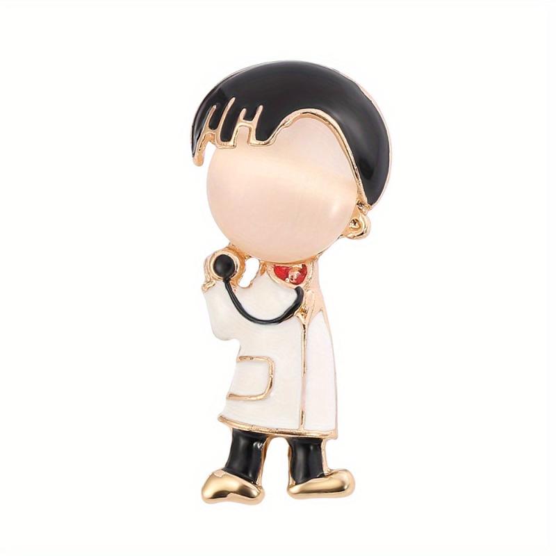 Cartoon Couple Boy Girl Brooch Nurse Pin for Sweater