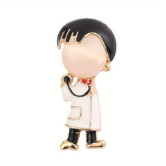 Cartoon Couple Boy Girl Brooch Nurse Pin for Sweater