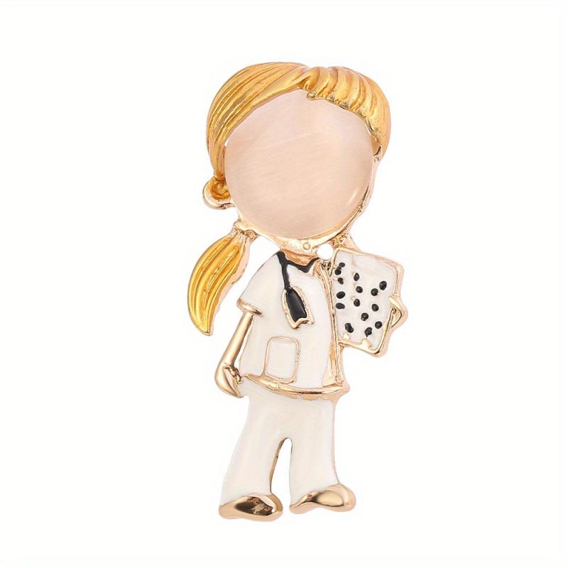 Cartoon Couple Boy Girl Brooch Nurse Pin for Sweater